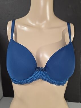 Wacoal La Femme Underwire Deep Teal Molded Lace-Trim T-Shirt Bra 34 C